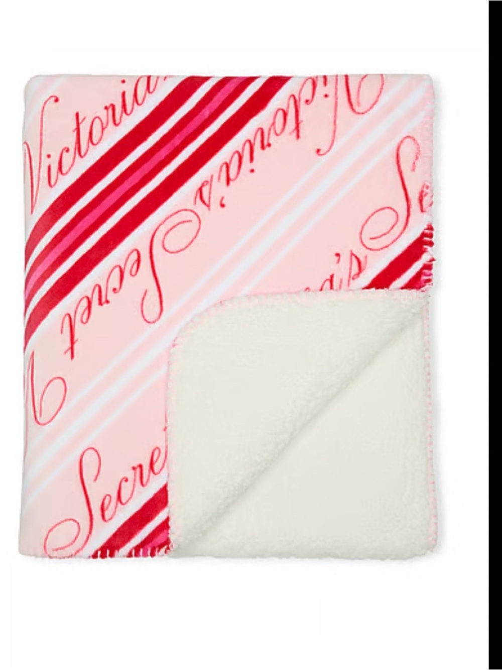 Victoria's Secret Pink, Red & White Script Sherpa Throw